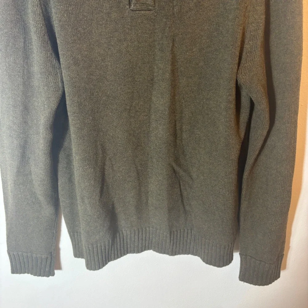 J. Crew‎ Olive Green Shawl Collar Pullover Sweater 100% Cotton Size Medium
